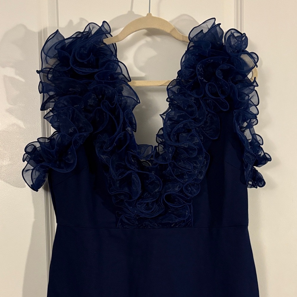 Navy Dress with Ruffle Accents - Picture 4 of 11